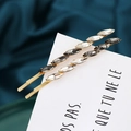 Minimalistische goldene Haarklammern mit klaren und grauen Strasssteinen im Navette-Schliff - Eingelegtes Strass 2-Teiliges Set (B8124)