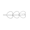 Minimalist silver alloy hair clip featuring three connected hollow heart shapes - Silver (C3315)