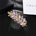 Elegant gold feather hair clip with purple marquise crystals on a black leather background - Light Purple (H6308)