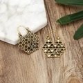 Vintage Boheemse legering holle honingraat oorbellen met 3D bijenmotief in antiek goud - Antiek Goud (A9434)