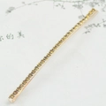 Elegant gold metal barrette hair clip with amber rhinestones on a white display card - Crystal Yellow (B5114)