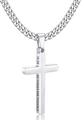 Grabado detallado del versículo bíblico 19:26 en un colgante de cruz de acero pulido - Collar de Cruz Pulida 19:26 Plateado