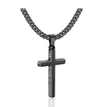 Black stainless steel cross necklace with curb chain and religious engraving - Polished Cross 1:9 Black Necklace