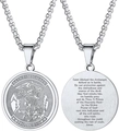 Détail de la médaille Saint-Michel montrant le texte de prière gravé au dos du bijou - Collier Saint Michel Rond / Argenté