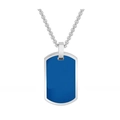 Hiphop roestvrijstalen ketting met militaire hanger in gepolijst zilver en koningsblauw - Zilver en Blauw Dog Tag Halsketting