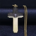 Collana a croce della Bibbia in oro per uomini con preghiera incisa su catena a scatola - Catena Veneziana da 2,5mm 60cm / Oro