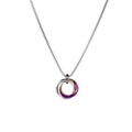 Collier pour homme en acier titane avec pendentif à trois anneaux et dégradé arc-en-ciel - Chaîne serpent / Coloré