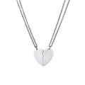 Set di collane con cuore puzzle in acciaio inossidabile lucido con due catene abbinate - Cuore Coordinato / Argento