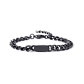 Chic black titanium steel cuban link bracelet with engravable oval ID tag for women - Bracelet / Black