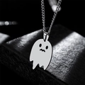 Collar con colgante de fantasma de acero inoxidable pulido para estilo Halloween - Fantasma Tímido (Colgante Y Cadena)