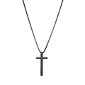 Minimalistische mattschwarze Kreuzhalskette aus Edelstahl für Damen und Herren - Schwarz