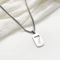 Collana minimalista in acciaio titanio argento con pendente numero 7 e catena box - Numero 7 Catena di Perle Artificiale 60CM