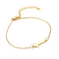 Elegant gold stainless steel cross charm bracelet with adjustable lobster clasp chain - Bracelet / Gold Bracelet