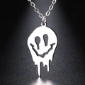 Gotische Halskette mit geschmolzenem Smiley-Anhänger in Silber aus Edelstahl mit O-Kette - Silber