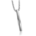 Detailed macro view of the twisted geometric silver pillar pendant with a sleek box chain - Twisted Bar Titanium Steel Chain