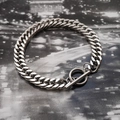 Polished silver cuban link bracelet with industrial toggle clasp for street style fashion - 21cm