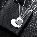 Collier avec pendentif double cœur en acier inoxydable poli pour la fête des mères - Ensemble Mère Fille Vierge