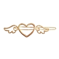 Barrette à cheveux ailes de cœur dorées avec design ajouré et finition élégante - Ailes de Cœur Dorées (B8311)