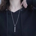 Unisex stainless steel anxiety relief breathing whistle pendant on a long bead chain - Whistle Style / Long Chain / Silver