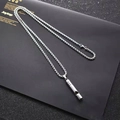 Polished silver stainless steel anxiety whistle necklace with an adjustable box chain - Whistle Style / Extra Long Chain / Silver