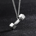 Silver dumbbell necklace pendant with Phil 4:13 engraving for fitness motivation - Silver