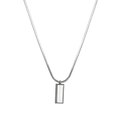Collar minimalista con colgante rectangular plateado y cadena de serpiente para hombre y mujer - 50+5 / Color Acero