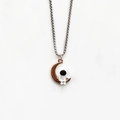 Collier avec pendentif aimanté astronaute et lune avec chaîne boîte pour couples - Chaîne Carrée Lune (Seule)