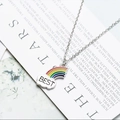 Rainbow Best Friends pendant necklace with cloud detail and silver chain - Rainbow Style (Best)
