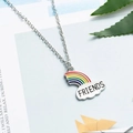 Rainbow cloud Best Friends pendant necklace with silver chain for friendship - Rainbow Style (Friends)