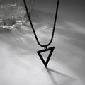 Collar minimalista de acero inoxidable negro con colgante de triángulo hueco y cadena - Negro