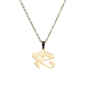 Detailopname van de gouden Oog van Horus hanger van roestvrij staal met fijne O-schakelketting - Goud