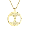 Collar de acero inoxidable dorado con colgante de árbol de la vida y estrellas - Dorado