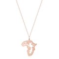 Collar de oro rosa con mapa de África y diseño de árbol de la vida en fondo blanco - Oro Rosa (Cadena de Cruz)