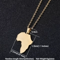Polished gold Africa map pendant necklace made of titanium steel with thin link chain - Small Gold