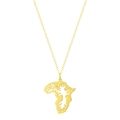 Collar de acero inoxidable dorado con colgante calado del mapa de África y árbol - Dorado (Cadena cruzada)