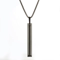 Minimalist matte dark grey cylindrical meditation whistle necklace with box chain - Meditation Whistle Black Necklace