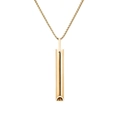 Mindful breathing necklace with a polished gold stainless steel meditation pendant - Meditation Whistle Gold Necklace