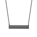 Minimalist black rectangular bar pendant necklace with matte finish on a thin chain link - Black