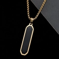 Geometric gold titanium steel necklace with black enamel bar pendant and box chain - Gold Pendant (60cm Chain)