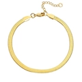 Detalle de pulsera de cadena de serpiente dorada con cierre de langosta ajustable - Pulsera Dorada 3mm