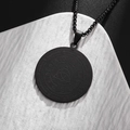 Gothic black Wheel of the Year pendant necklace in stainless steel with Celtic engravings - Black