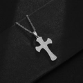 Gepolijste zilveren roestvrijstalen kruis hanger ketting met Jesus gravure voor mannen - Staalkleur