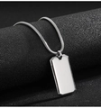 Collar minimalista con placa de acero inoxidable pulido espejo y elegante cadena de serpiente - Colgante Individual Color Plata