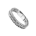 Detail of silver stainless steel spiga chain bracelet with polished rectangular clasp - 5*10 Dragon Bone Pattern / 23CM