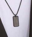 Collar con placa militar negro mate y cadena de serpiente estilo hip hop para hombres - Colgante Individual Color Negro
