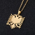 Collar con colgante de águila bicéfala de Albania dorado en acero inoxidable elegante - Collar Águila de Albania Color Dorado