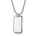 Collar con colgante de placa rectangular de acero inoxidable pulido espejo plateado - Color Acero Con Cadena de 60CM