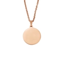Detailansicht eines polierten geometrischen Rundanhängers in Roségold mit feiner Stahlkette - 20mm / Roségold (45+5cm)