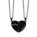 Brother and sister puzzle heart necklace set in black stainless steel for siblings - Black Pair Brother Sister