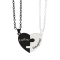 Father and daughter puzzle heart necklace set in black and silver stainless steel - Black Father White Daughter